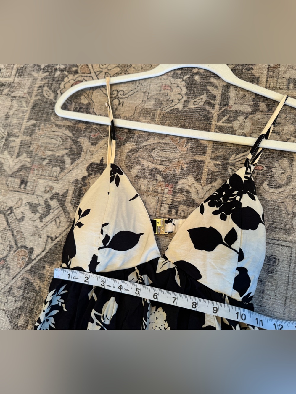Abercrombie & Fitch Black Floral Bra-Free Clasp-Back Flowy Maxi Dress, Size XSP - Picture 7 of 15